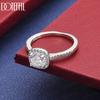 Anel de Prata Esterlina 925 de Luxo com Zircônia Quadrada AAA Cravejada em Bisel - Elegante Anel de Noite