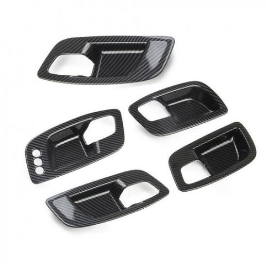 5pcs Carbon Fiber Interior Door Handle Bowl Trims Cover For Dodge Charger 2011+
