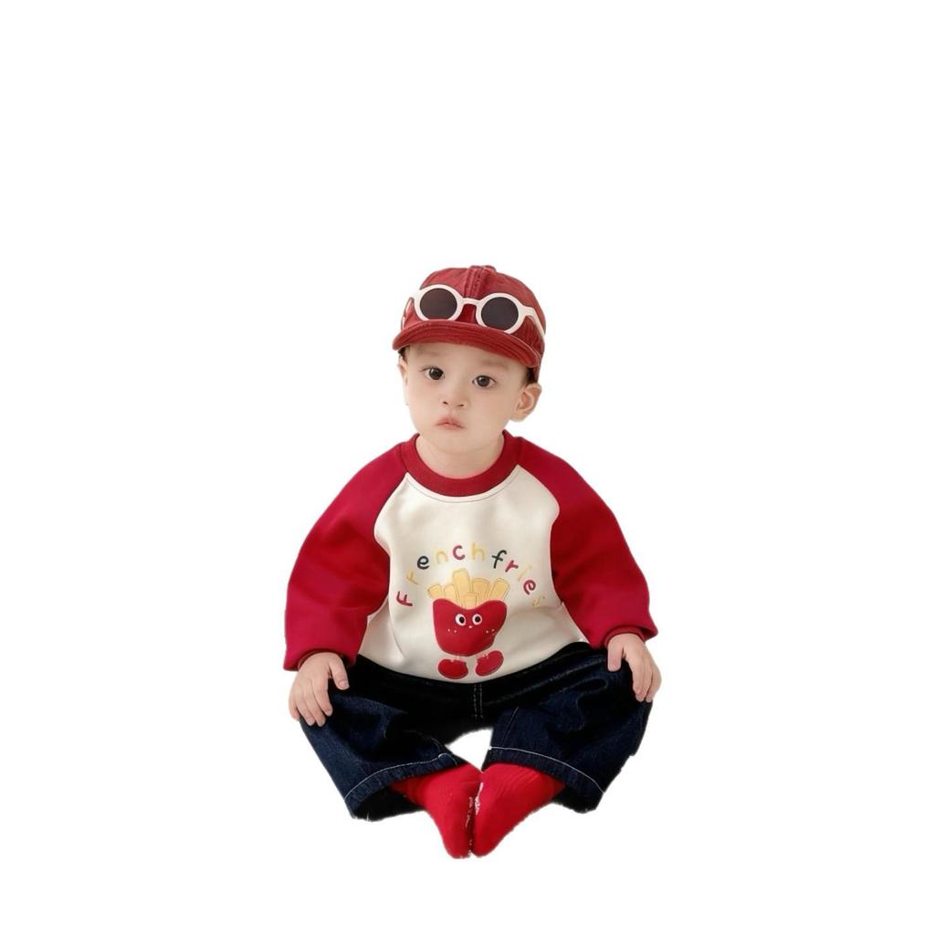 Hundred-Day Photo Family Outfits: Mother-Son, Mother-Daughter, Family of Four, Autumn-Winter Street Style Cartoon Sweatshirts