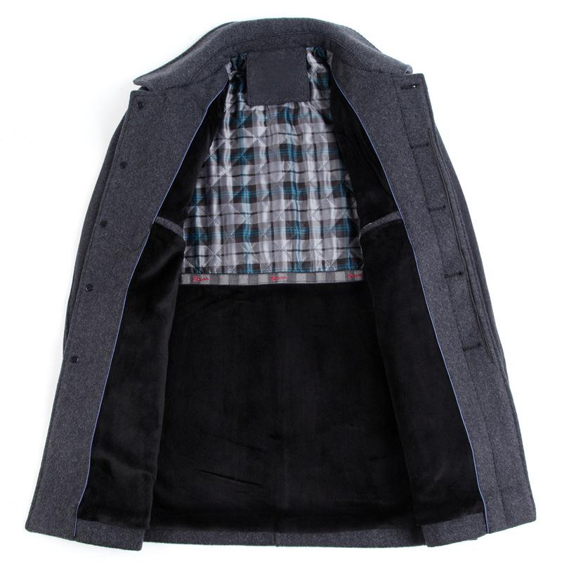 Men's Mid-Length Cashmere Coat: Dad Style, Lapel, Loose Fit, Plus Velvet Woolen, Warm for Autumn/Winter