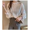 Vintage Style Lace Shirt Flare Sleeve Hollow Out White Blouse Casual Clothing New Fashion Women Lace Tops