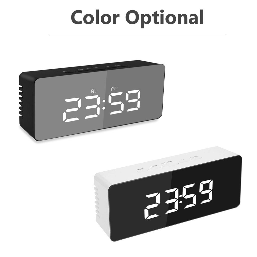 Digital Alarm Clock Desk Alarm Clock LED Mirror Alarm Clocks Temperature Display