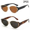 2PCS  Girl Retro Cat Eye Sunglasses Women High-end Metal Travel Sunglasses Square Face Makes Her Look Thin