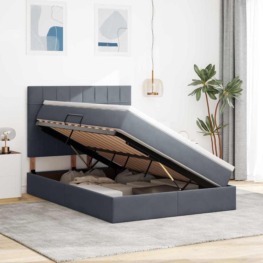 Storage Bed with Mattress Dark Gray 140 x 200 cm Velvet