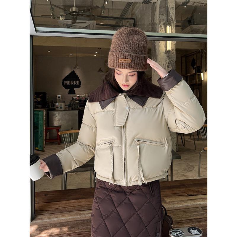 

Women s new lapel windproof lightweight thickened fluffy warm loose high-quality fabrics casual sports cotton clothing M