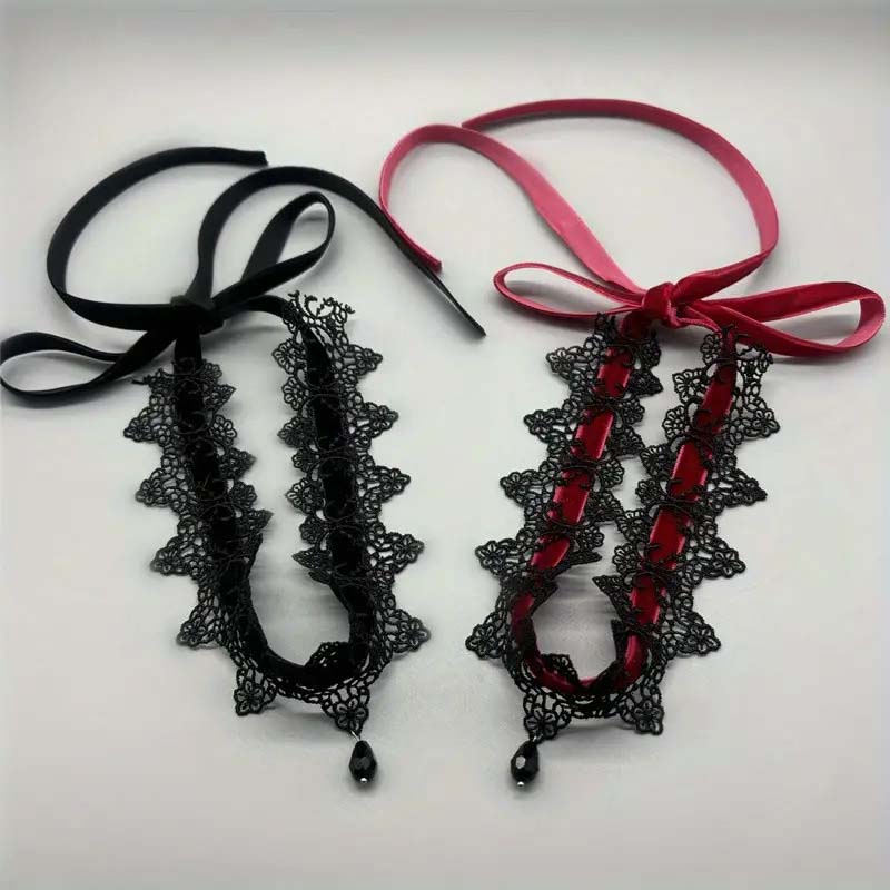 Sexy Black Lace Choker Necklace for Women Punk Velvet Geometric Hollow Flower Adjustable Necklace Halloween Jewelry Accessories