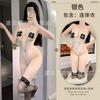 Sexy underwear hot three-point open onesie sexy shiny hollowed-out pajamas uniform fat mm
