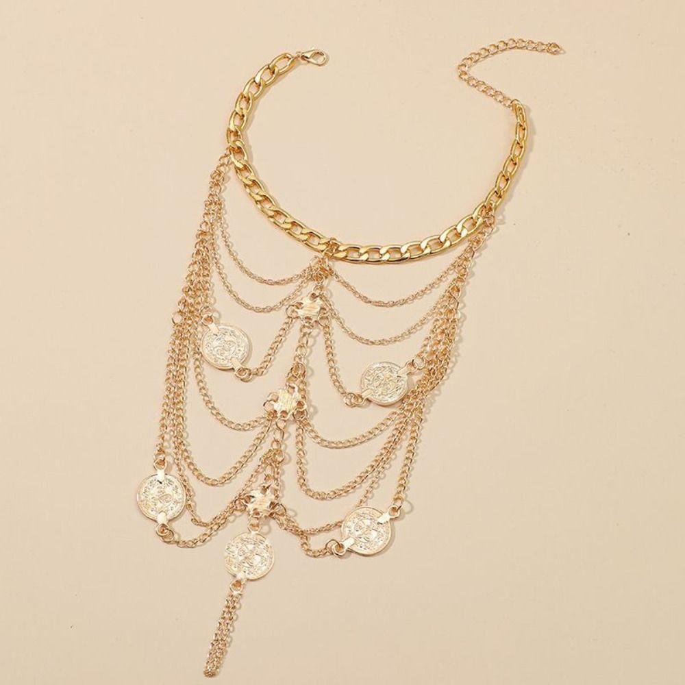 2 Pcs Tassel Tassel Ankle Chain Multi-layer Instep Chain Temperament Anklet with Pendant Women