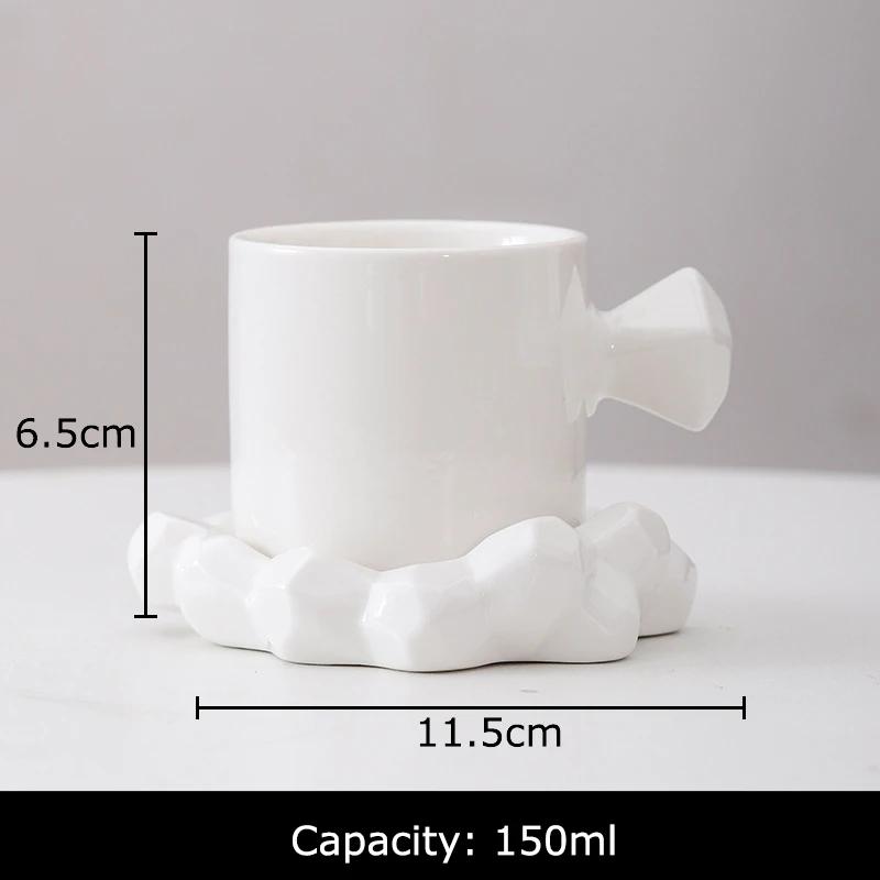 

Minimalism Modern Porcelain Cup Diamond Shaped Decortive Coffee Mug Dining Table Milk Mugs Afternoon Tea Teacup Fruits Juice Cup 150ml белый