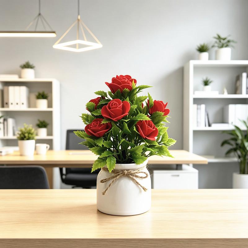 Elegant Foam Rose Arrangement With Decorative Ribbon For Wedding Party And Photography Props