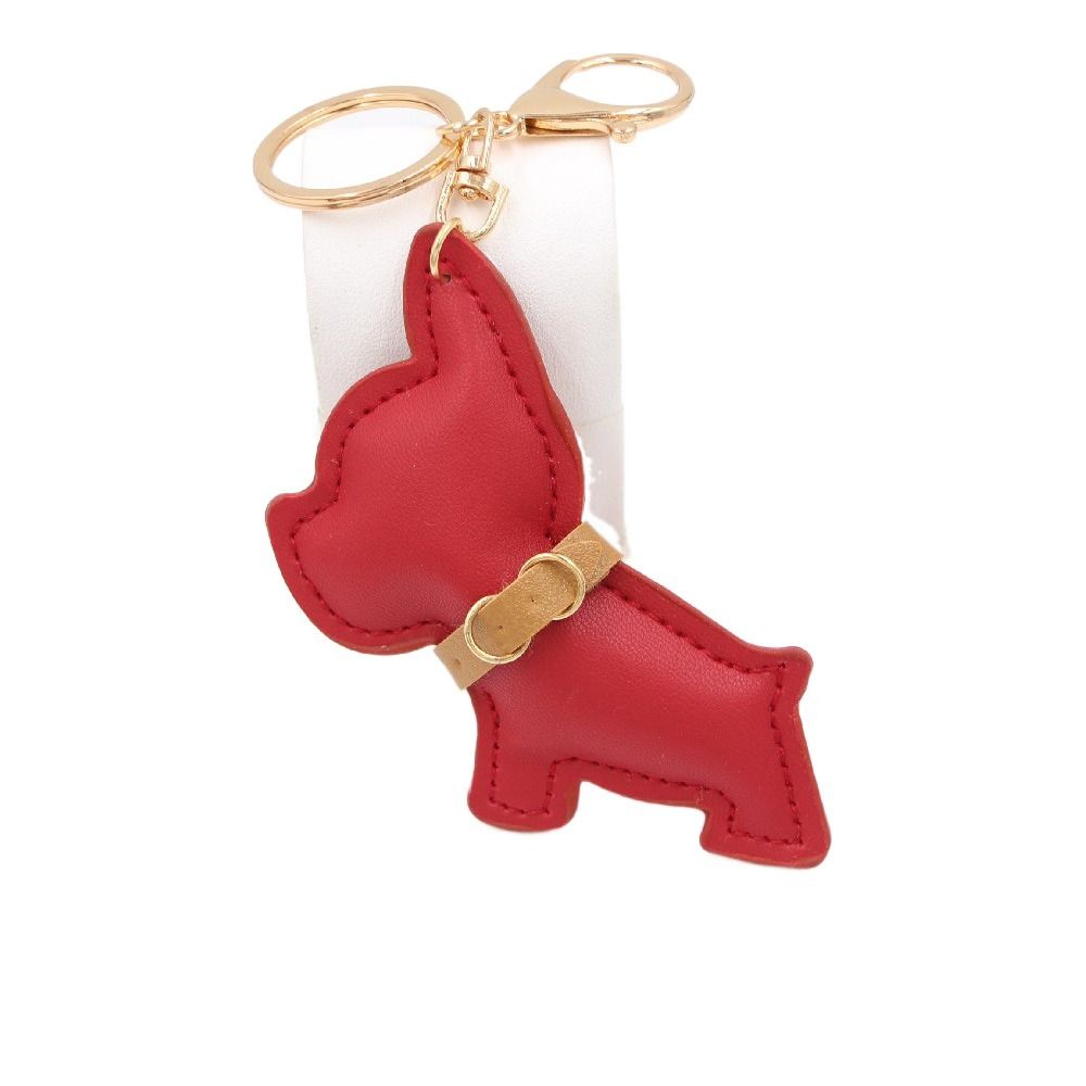 PU Leather Bulldog Keychain Cute Puppy Bulldog Bag Pendant Cute PU Leather Dog Hanger Men
