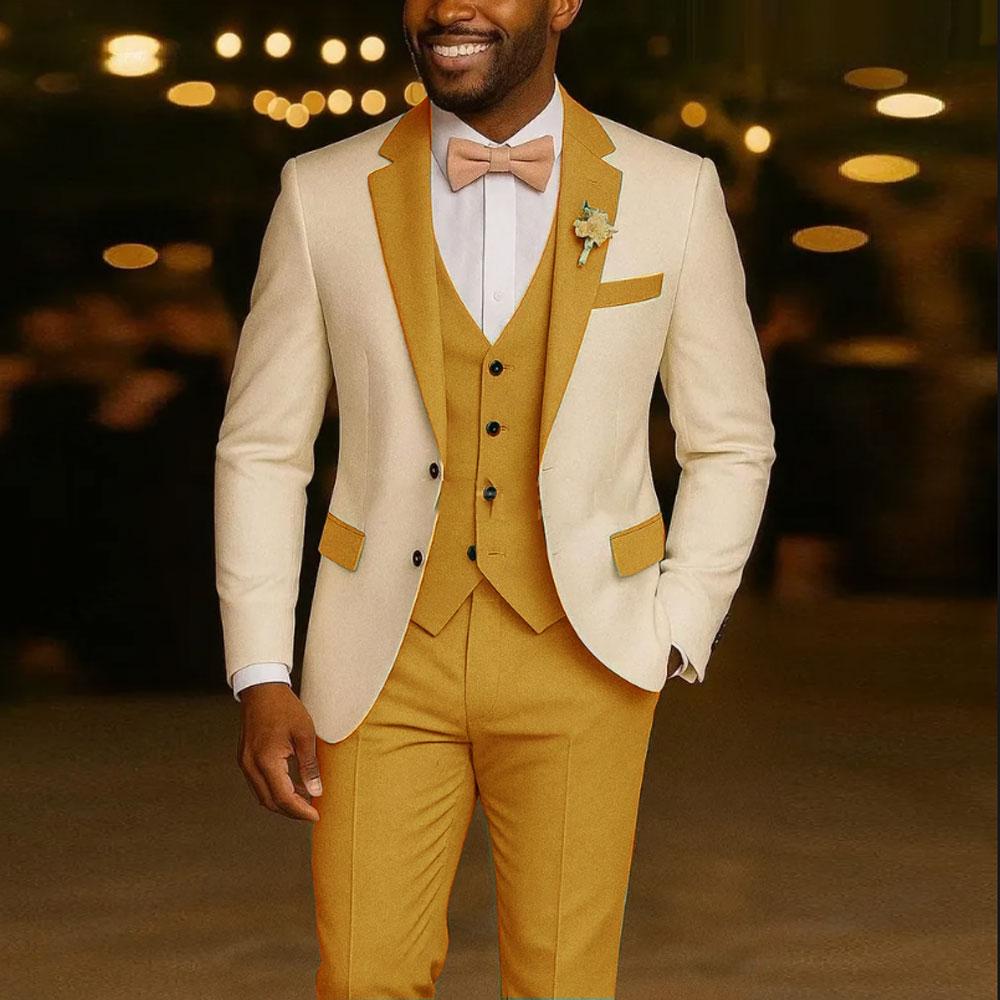 Ivory Men's Suit 3 Pieces Blazer Light Green Vest Pants Wedding Tuxedos Formal Male Suit for Wedding Groomsmen Prom