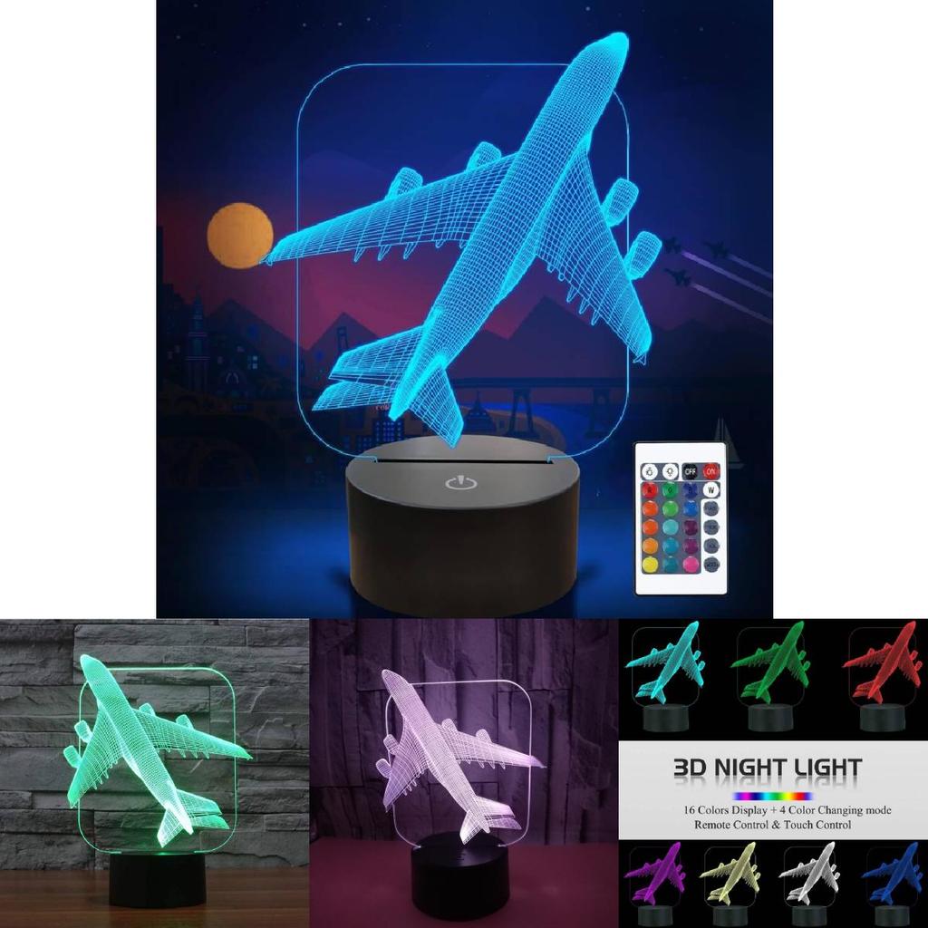 Airplane Usb Night Lamp With Remote Control And Multicolor Lighting For Kids Room