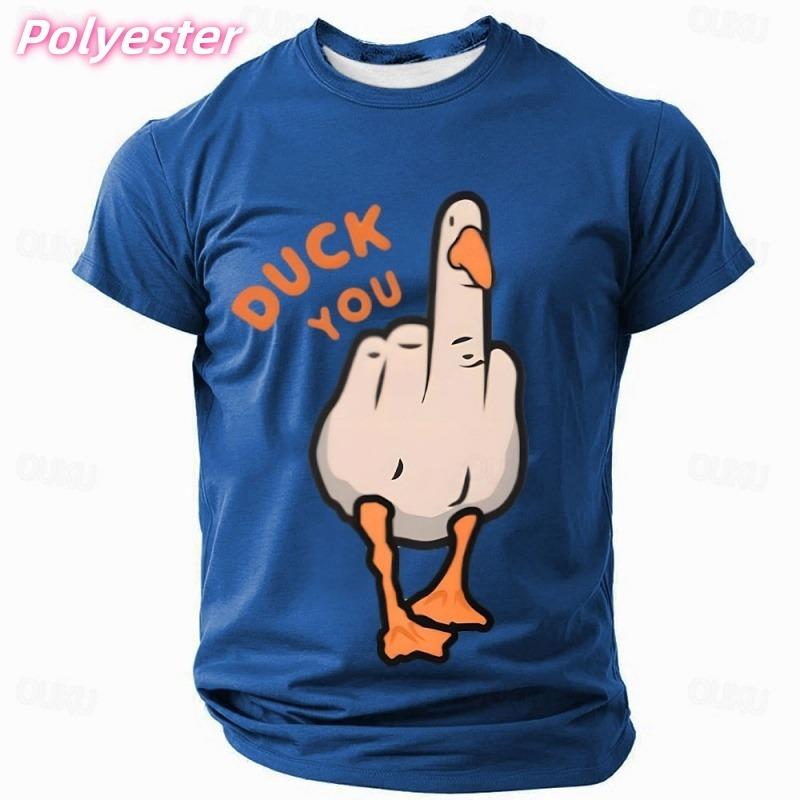 Fun Abstract Pattern T-Shirt For Men Duck You Tees Summer Casual Loose Short Sleeve T Shirts Street Round Neck Tops