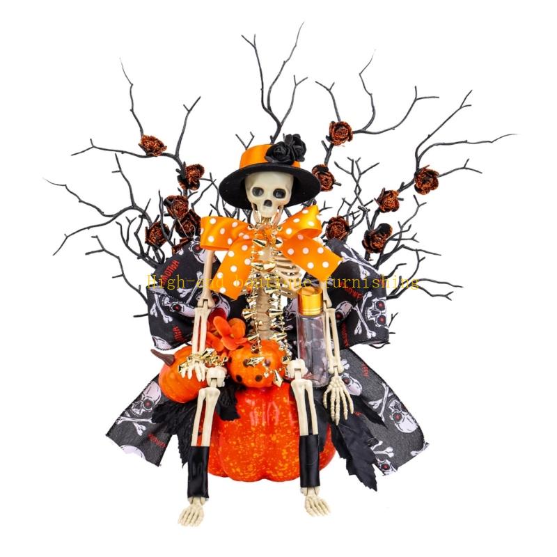 Halloween Pumpkin Skeleton Decorations Halloween Artificial Flower Centerpieces