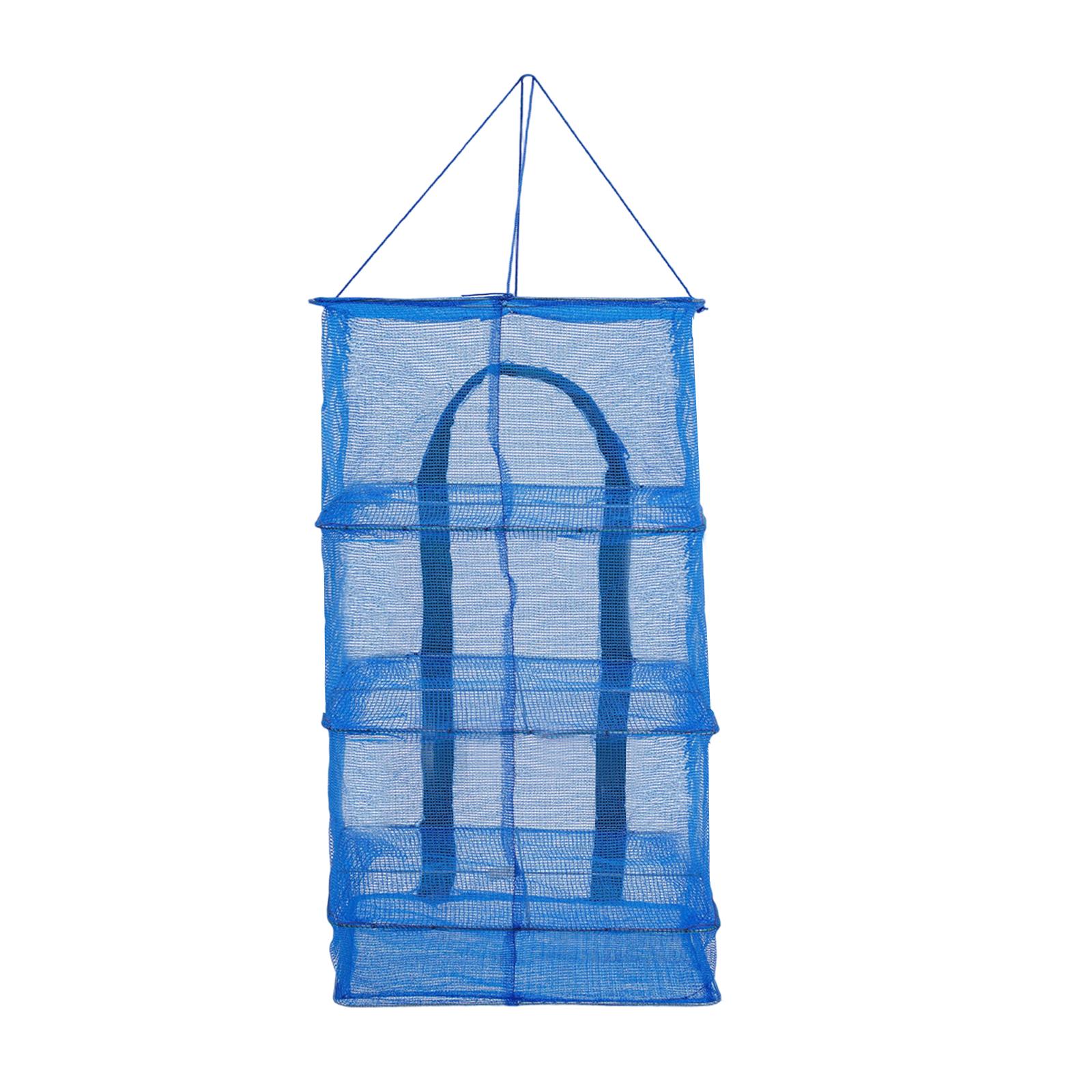 

4-Tier Hanging Drying Net Rack, 8kg Capacity PE Steel Wire Mesh Storage for Food Laundry Herb Drying синій