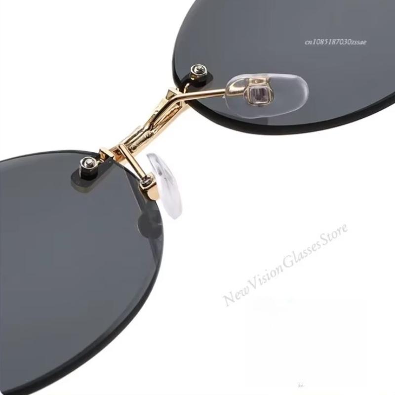 Y2k Women's Sun Glasses Fashion Style Men's Shades Oval Sun Eyeglasses for Female Male Summer Traveling UV400 Protection Rimless Sun Glasses