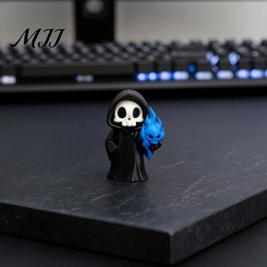 Three-dimensional Texture Statue Mini Grim Reaper Statue, 3D Printed Halloween Skull Party Ornament Figurine for Tabletop, Desk, Shelf Home