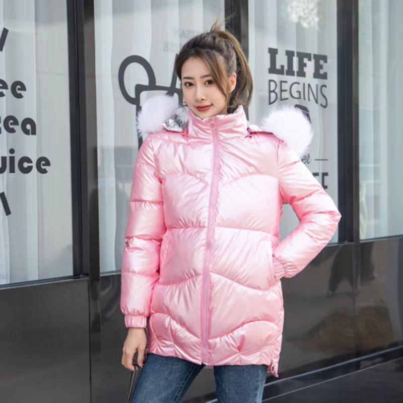 

Хлопковая куртка женская Яркая хлопковая куртка женская зимняя свободная толстая куртка-пуховик средней длины из хлопка 3XL розовый