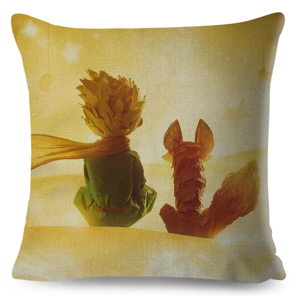 Little Prince Pillow Case Decor Cartoon France Anime Print Cushion Cover for Sofa Home Children Room Linen Throw Pillowcase