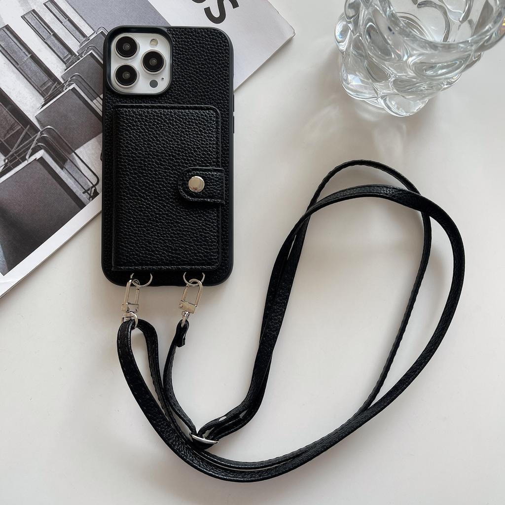 Applicable to Apple 14 oblique span mobile phone case 14pro solid color card bag protective case 14promax folding Japanese leather case