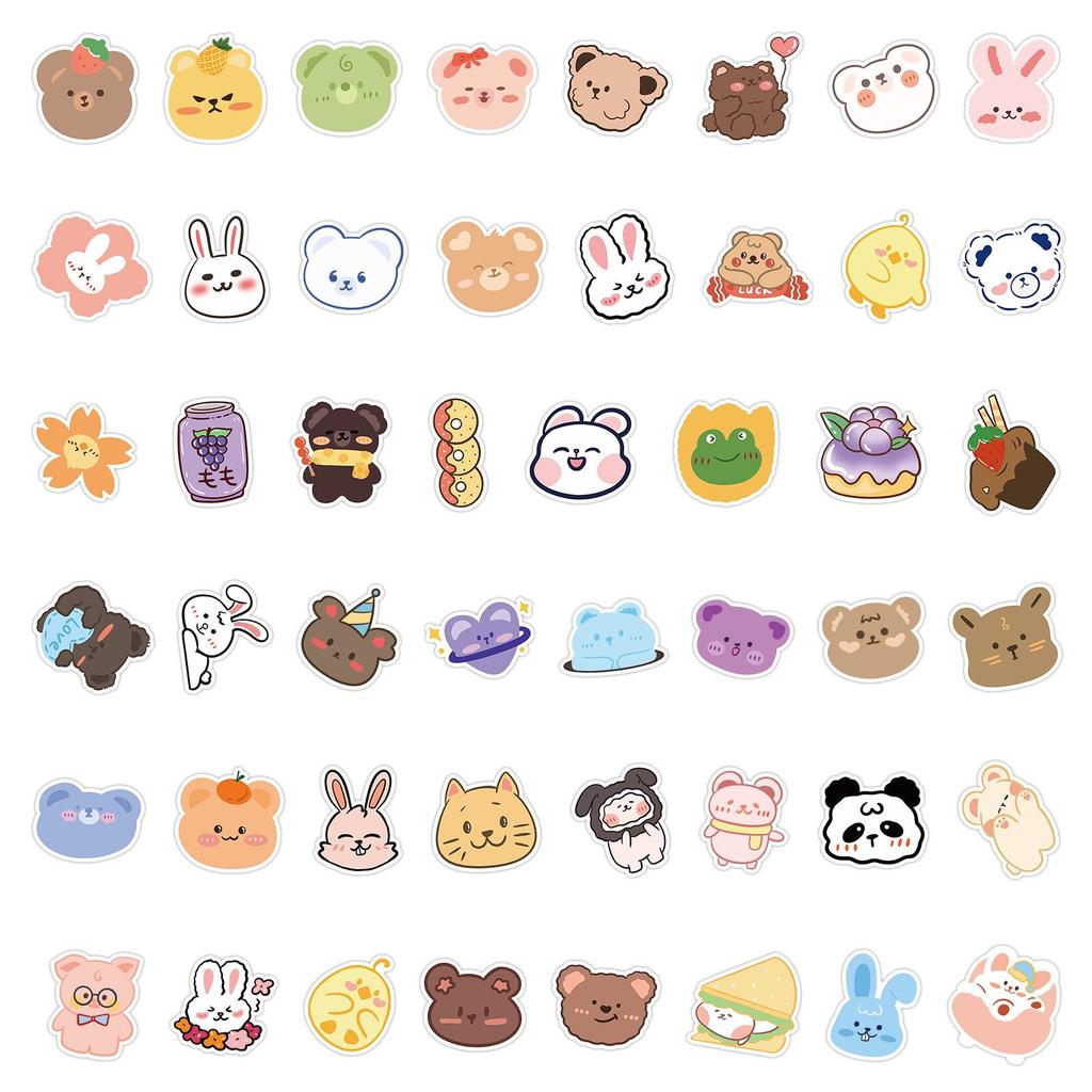 60-Piece Cute Animal Graffiti Sticker Set for Phone Cases, Water Bottles, and Laptops