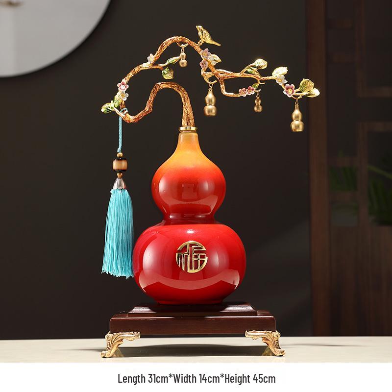 Cloisonné Gourd Ornament: Chinese Ceramic Handicraft for Living Room or Wine Cabinet Decor
