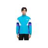 Li Ning Sports Lifestyle Series American Retro Color Block Letter Print Stand Collar Jacket Unisex Jacket Light-Blue AJDT503-1