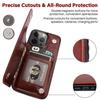 Wallet Double Button Stand Leather Case For Iphone 14 Pro Max 13 Pro 12 11 Se 2022 X Xr Xs Max 8 7 6 6s Plus 5 5s With Card Slot