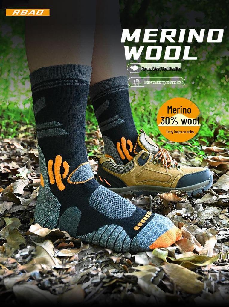 Merino Wool Blend Mid-Calf Hiking & Camping Socks for Autumn/Winter