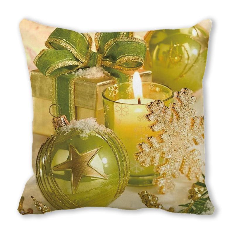 Christmas Decoration Ball Candle Wreath Apple Chocolate Christmas Tree Gift Pillow Cover Bedroom Sofa Seat Bed Pillow Cover