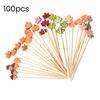 100PCS Disposable Cocktail Picks Thanksgiving Themed Bamboo Skewers with Maple Leaves Pumpkins Acorns