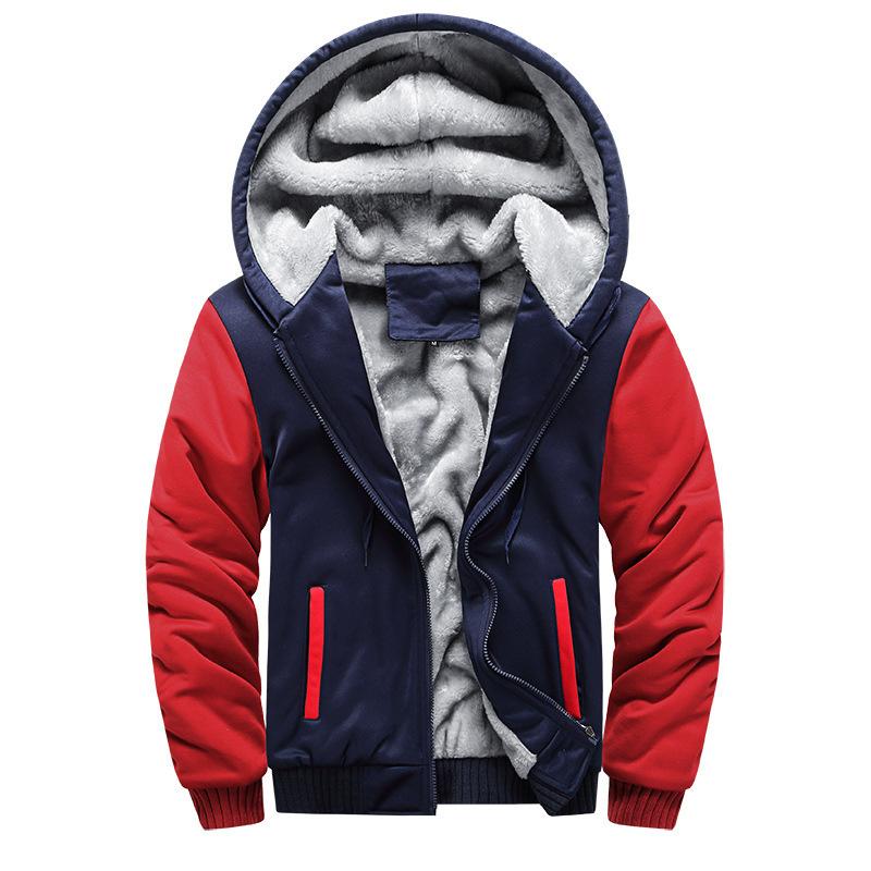 Large Size Camouflage Splicing Cardigan Men's Sweater Hooded Autumn and Winter Clothing Men's Sports Padded and Thickened Men's Jacket