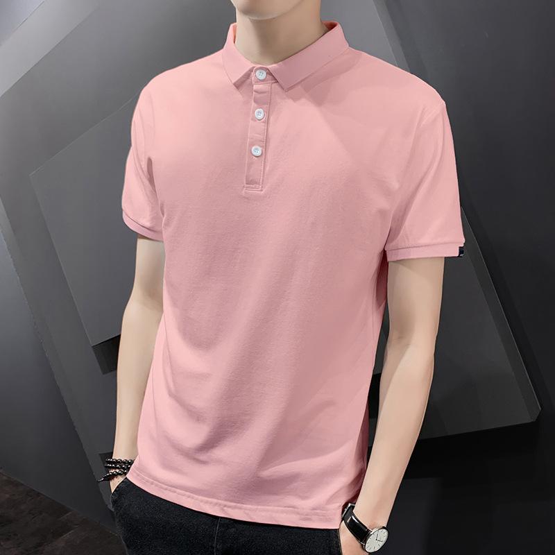 Solid Color Short Sleeve Polo Shirt Men Summer Collar T- Shirt Plain Work