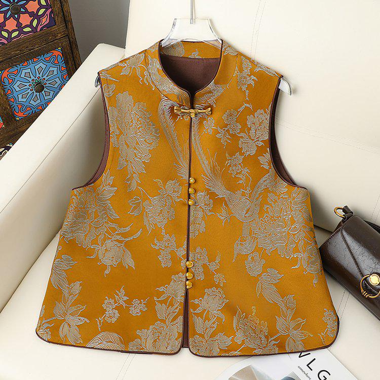 Spring 2026 Tang Suit Vest: Elegant Chinese-Style Outerwear for Middle-Aged and Elderly Women