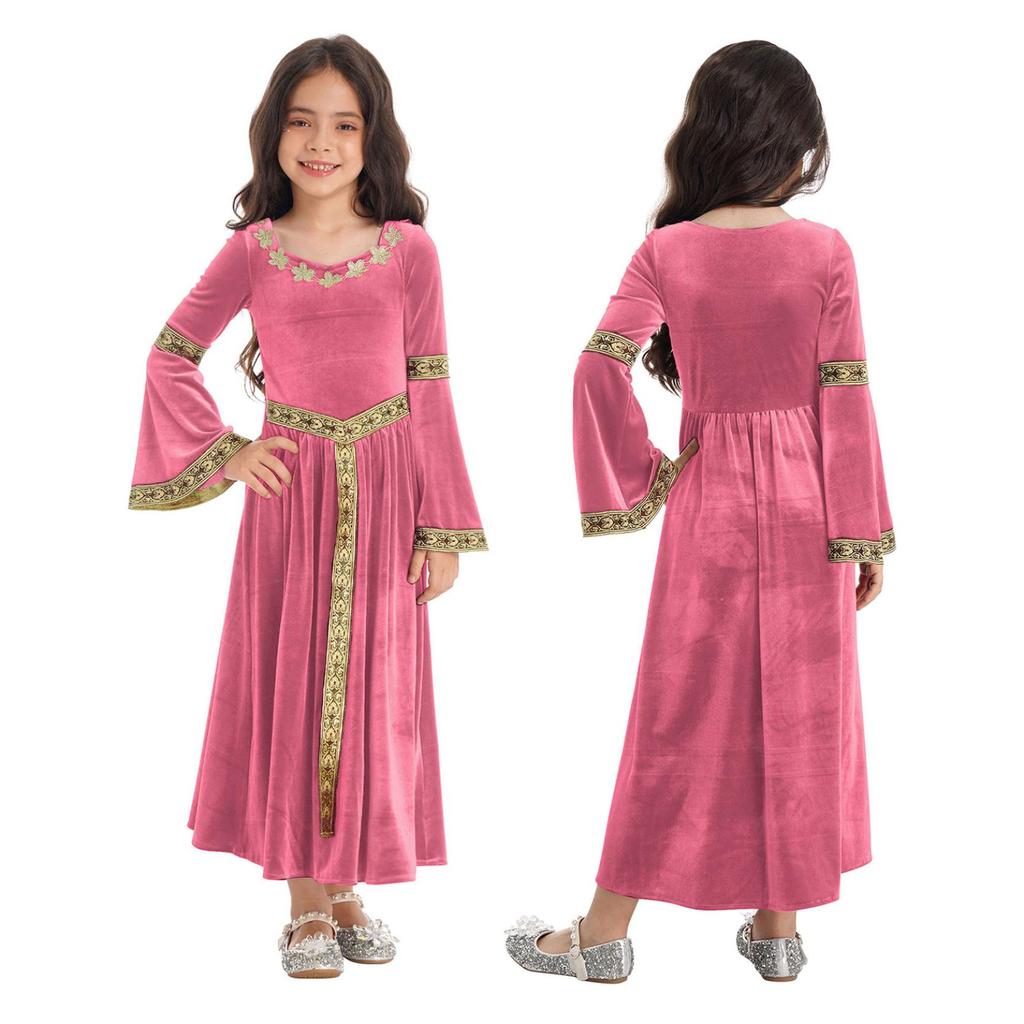 Girls Medieval Princess Costume Renaissance Costume Robe Retro Gown Dress for Halloween Cosplay Dress Up