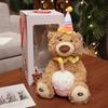 Teddy Bear Plush Toy with Birthday Cake Design, Electric Singing Stuffed Animal, Cute Cartoon Doll for Kids Birthday Gift