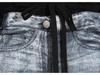 Spring-Summer Distressed Denim Patch Hoodie Long Skirt for Women