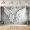 1 2D Banner Multi-functional White Feather Angel Wing Background Cloth - Perfect for Photography and Holiday Parties