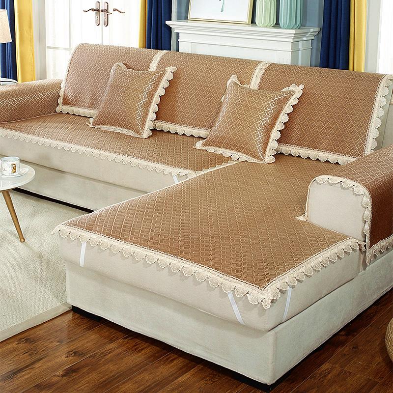 Sofa Cushion Summer Summer Summer Mat Cool Pad Ice Silk Cushion Summer Non-Slip Living Room Cover Four Seasons Universal Backrest Towel