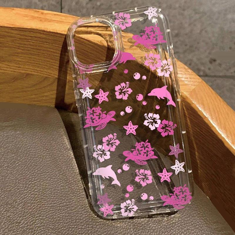 Clear Starfish & Dolphin Pattern Phone Case For  13T 12T 11T Mi 14 13 12 11 Lite 5G NE Poco X3 Pro Anti-Shock Airbag Cover