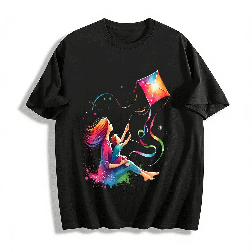 

Watercolor Style Parent-child Kite-flying Matching Outfits Pure cotton T-shirt XXS