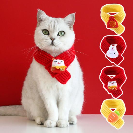 

Pet Scarf Elasticity Chinese Style Soft 2023 Cat Dog New Year Rabbit Carrot Bib