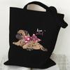 Cartoon Beagle Dog Print Canvas Tote Bag Fashion Animal Shoulder Shopping Bag for Men Women Teens