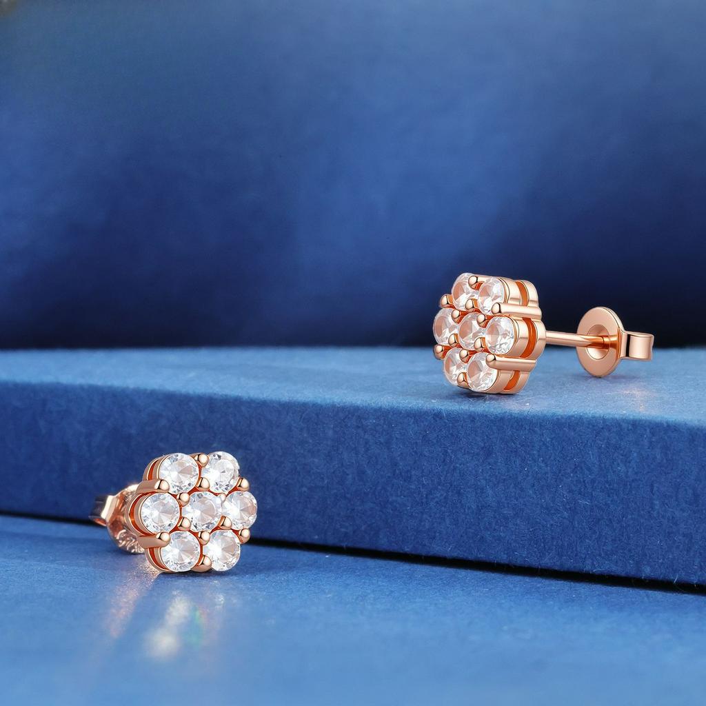 Round Hip-hop Stud Earrings Inlaid Zircon Light Luxury Personalized Earrings European and American Style Jewelry