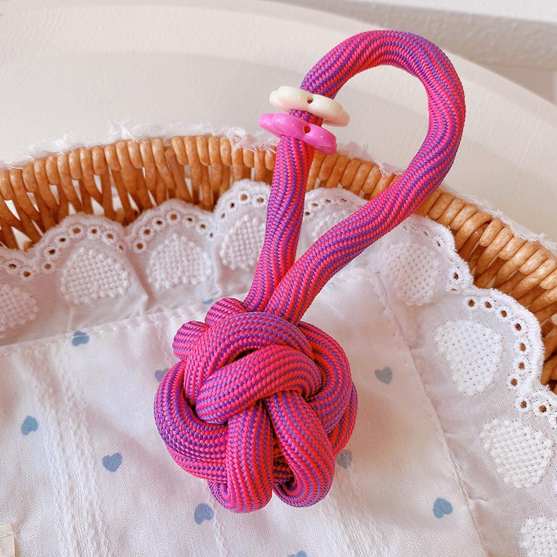 Women's Car Keychain Knotted Rope Floral Design Non-Slip Lightweight Bag Charm Portable Key Decor for Travel Commute Use