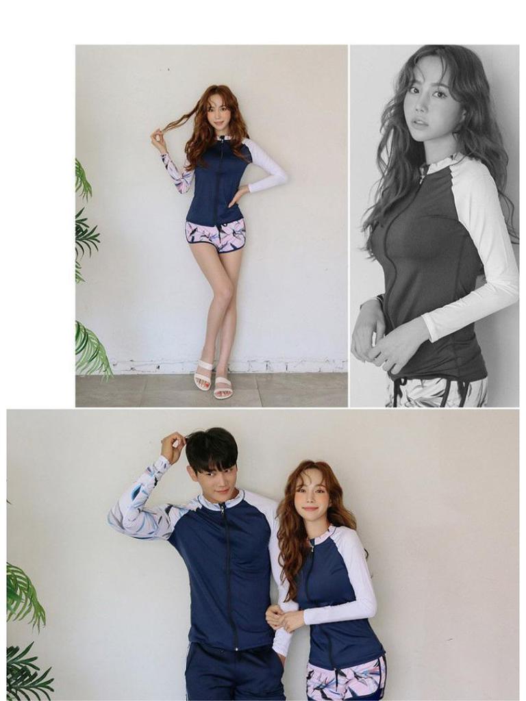 2025 Unisexowy Zestaw Kombinezonu z Długim Rękawem Ochrona Przed Słońcem - Zapinana na Zamek Odzież Kąpielowa dla Par