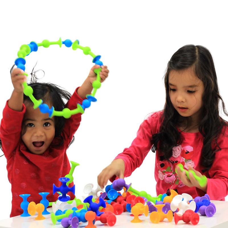 Soft Silicone Sucker Building Blocks Toys Diy Silicone Block Model Sucker Assembled Construction Educational Funny Toys For Kids