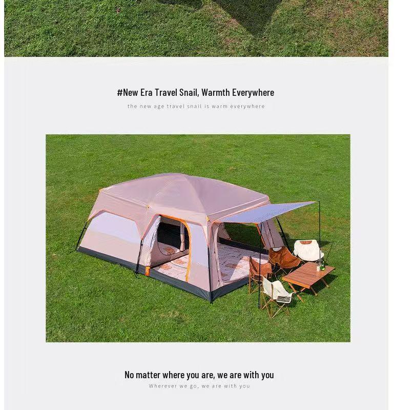 Outdoor Camping Tent: Large, Portable, Sun-Protected, Rainproof, 2 Rooms + Living Area, Fits 8-12 People
