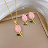 Full of Zirconium Exquisite Wind Copper Micro-inlaid Earrings Necklace Set Combination